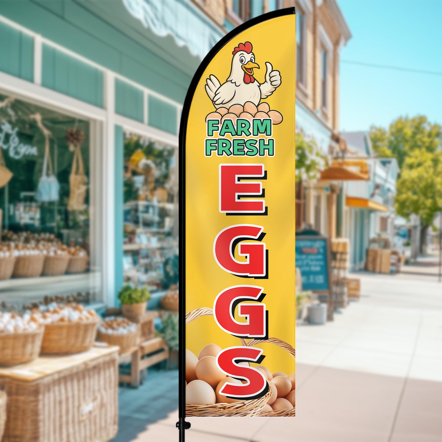 WOANIXY 8ft tall flag stands out on busy roads during market days.