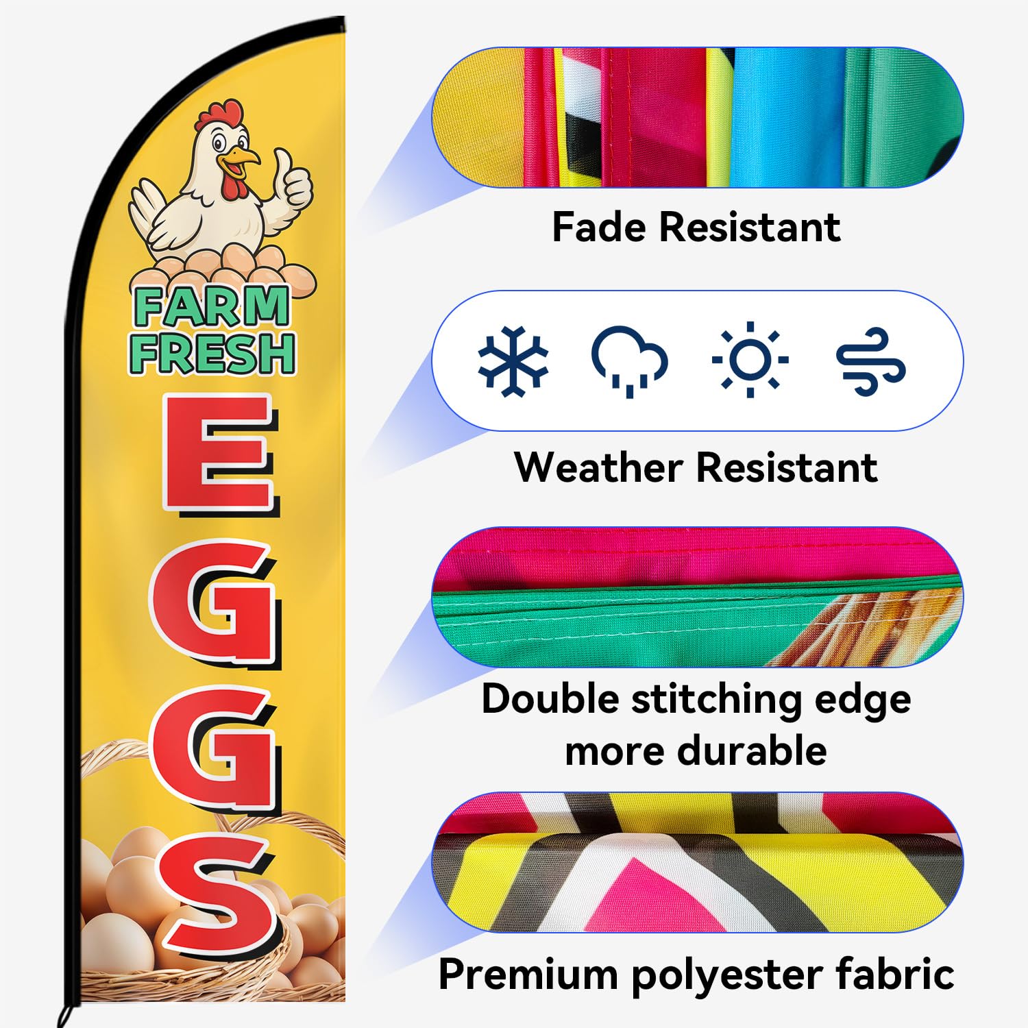 WOANIXY egg sales flag used at roadside stands to attract customers.