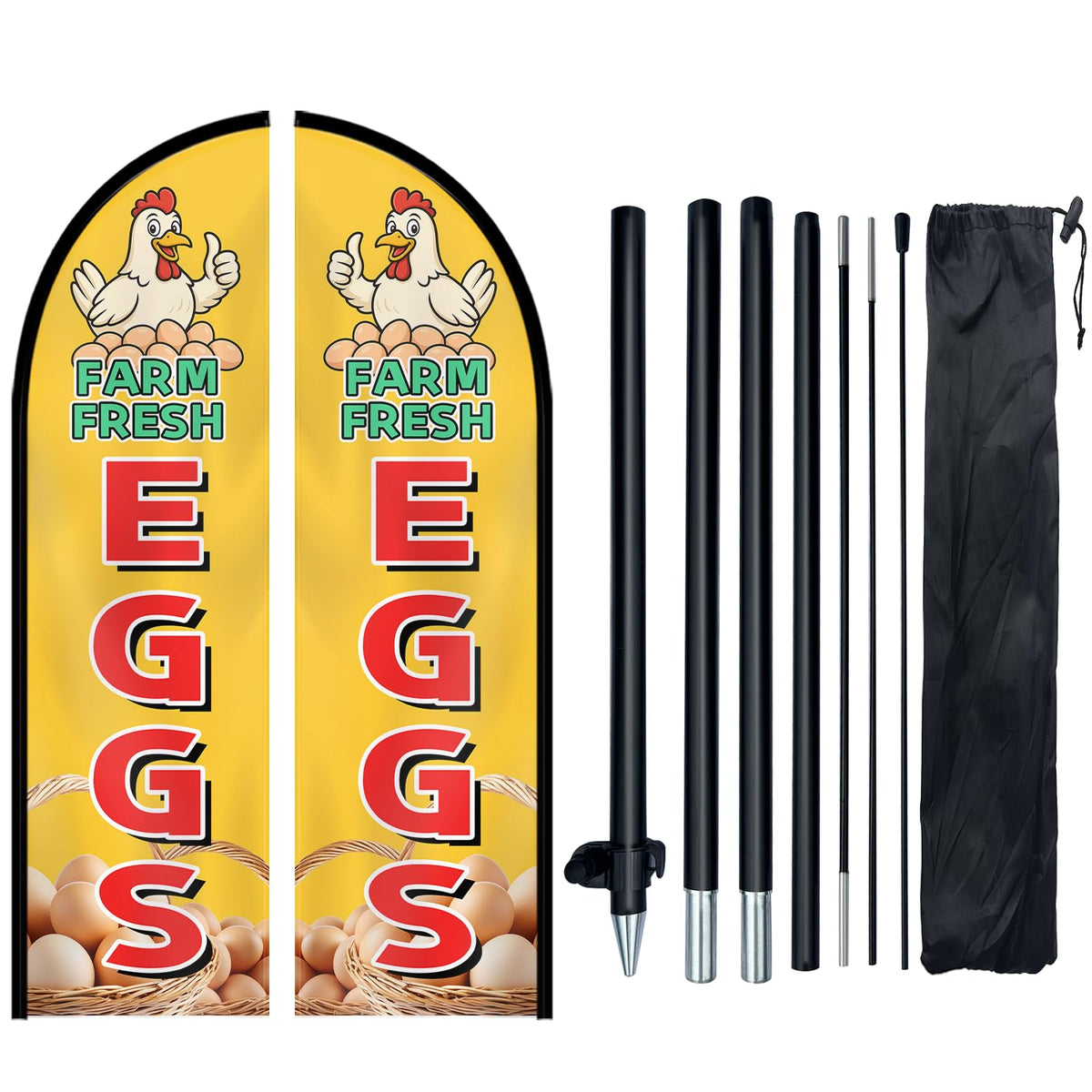 WOANIXY Farm Fresh Eggs flag, double-sided visibility boosts roadside egg sales from every angle.