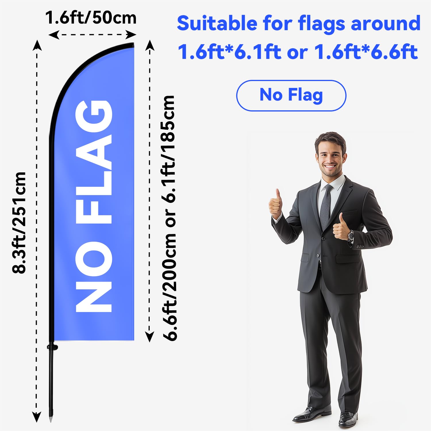 WOANIXY ground spike keeps feather flags securely anchored in soft ground.