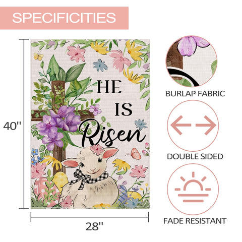 Woaoce Easter flag lamb flowers cross adds festive charm to porches and entryways