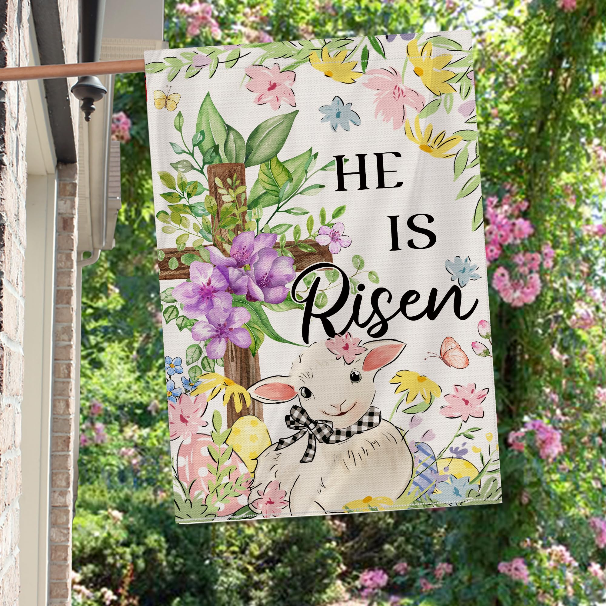 Woaoce Easter flag porch decor 28x40 for welcoming outdoor spaces