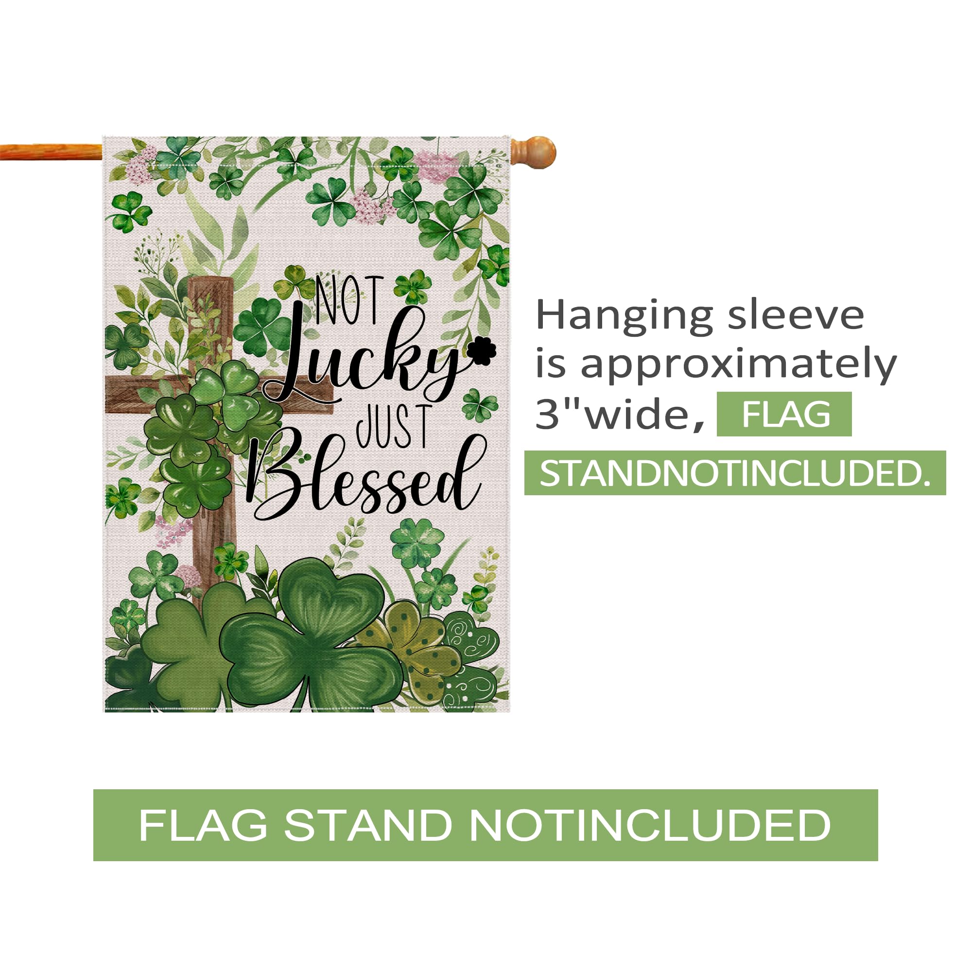 Burlap texture flag with durable stitching withstands outdoor conditions.