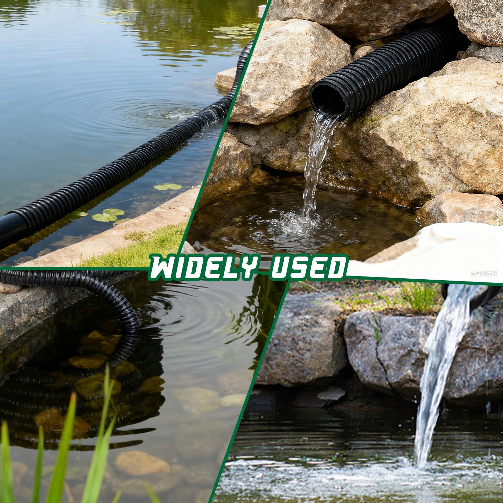 Wocloer pond hose interior is smooth for unrestricted flow.
