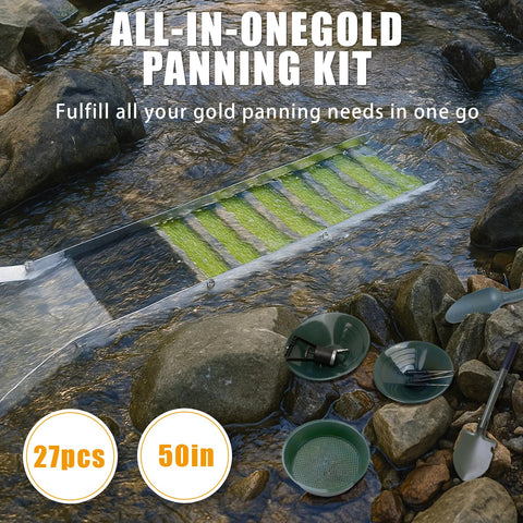 WodGod 50-inch folding sluice box ready for riverbed gold recovery.