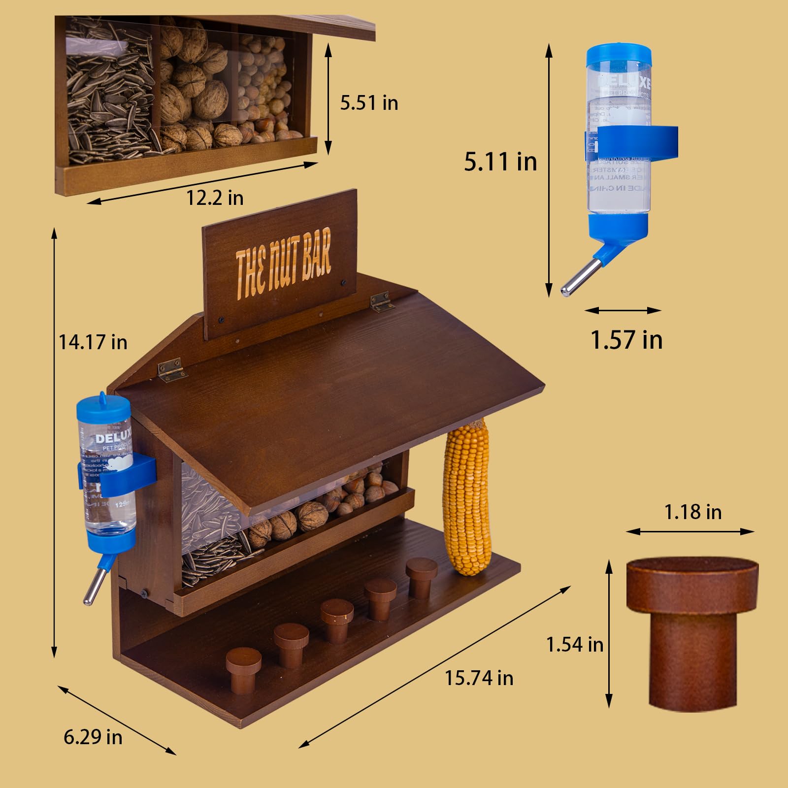 WodGod flip-lid nut slot design keeps nuts dry and ready for feeding.