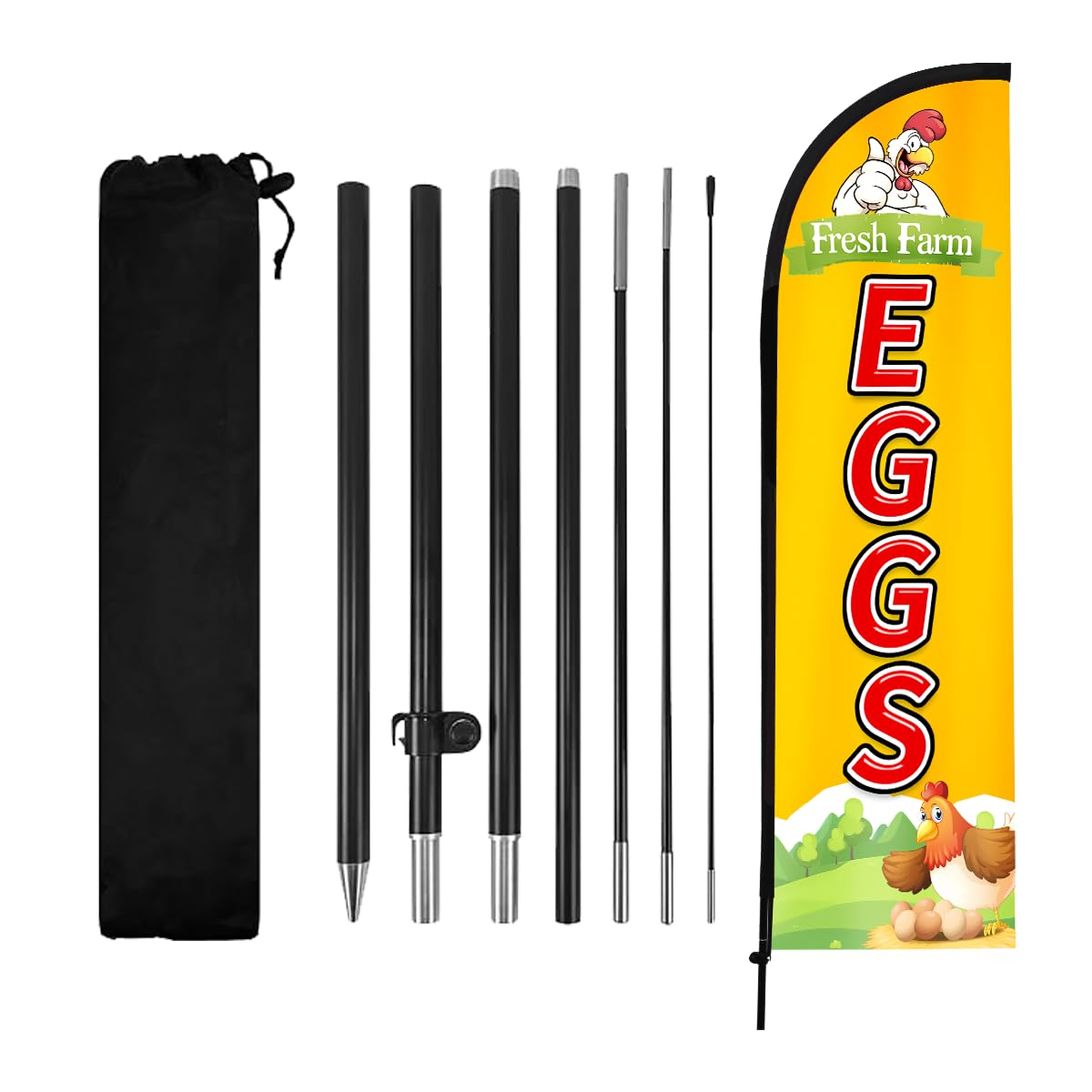 WODICY Farm Fresh Eggs flag on storefront improves curb appeal and invites customers.