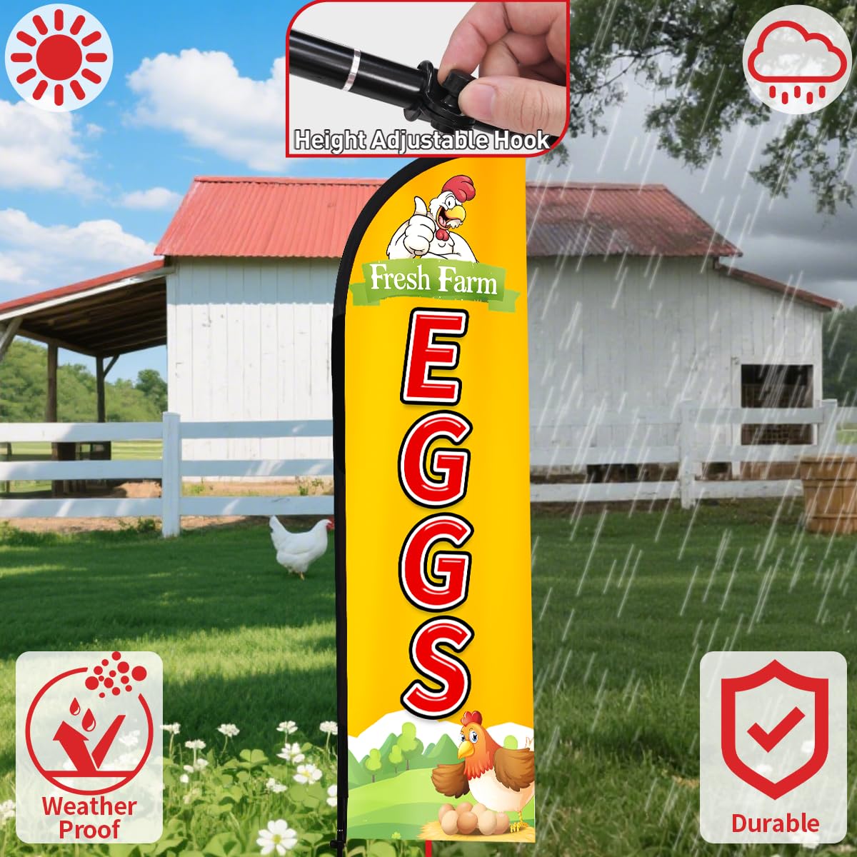 WODICY ground stake and storage bag for stable, portable display.