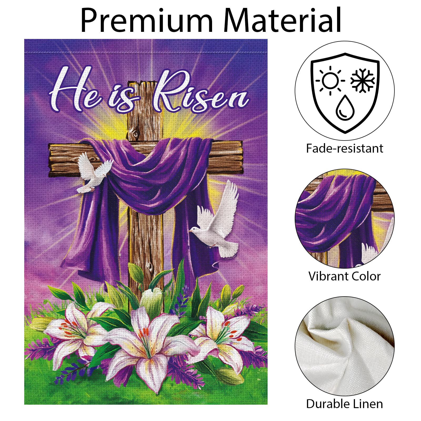 Wodison church-yard Easter decor flag conveys meaningful outdoor symbolism.