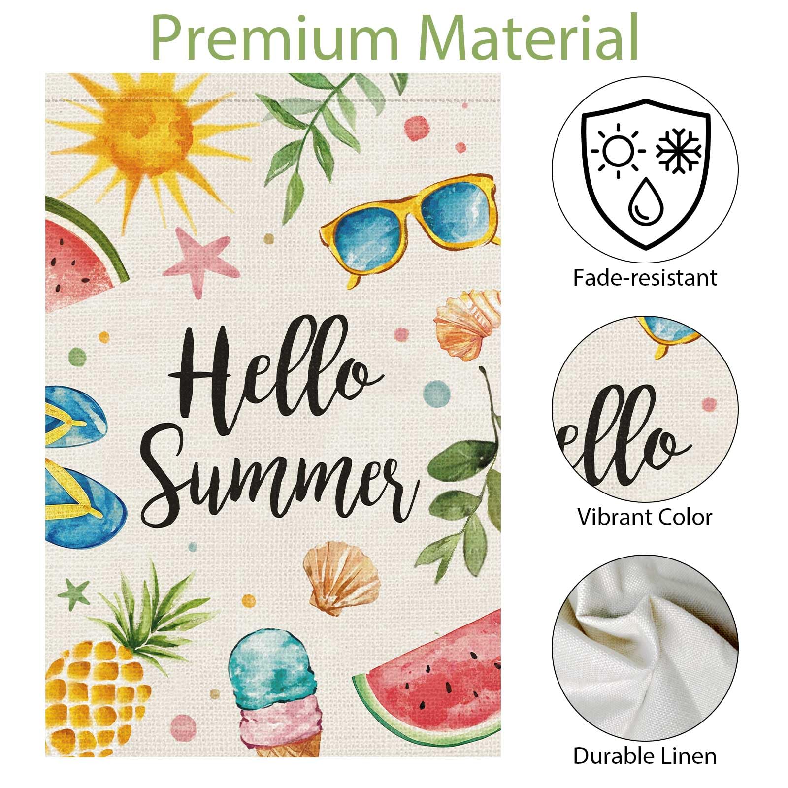 Wodison Hello Summer flag colorful design enhances seasonal outdoor vibe.