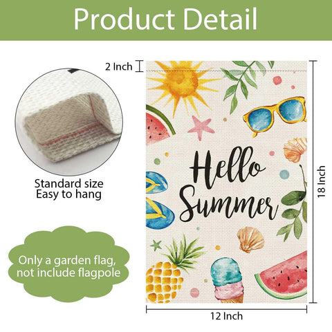Wodison Hello Summer flag ideal for patios, lawns, and decks.
