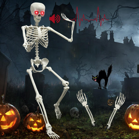 WODMAZ 5.4ft full-size skeleton for indoor or outdoor Halloween displays with lifelike presence