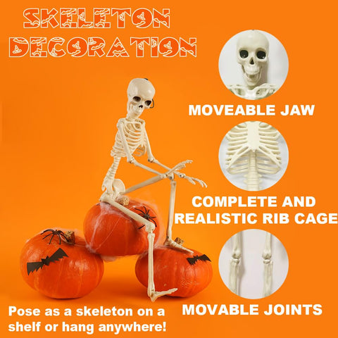 WODMAZ full-body 16-inch skeleton for compact decor.