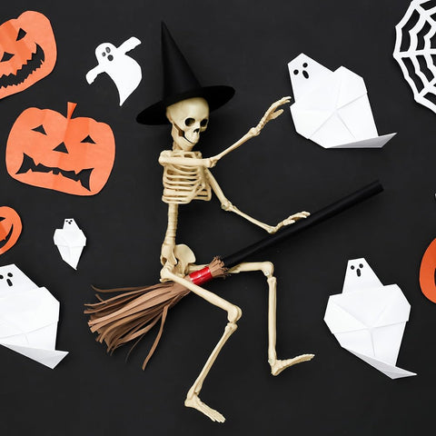 WODMAZ haunted-house decor skeleton for porch or window displays.