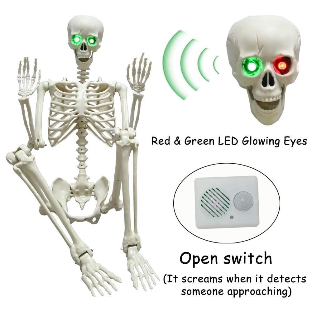 WODMAZ skeleton features glowing eyes and creepy sounds for dramatic effect