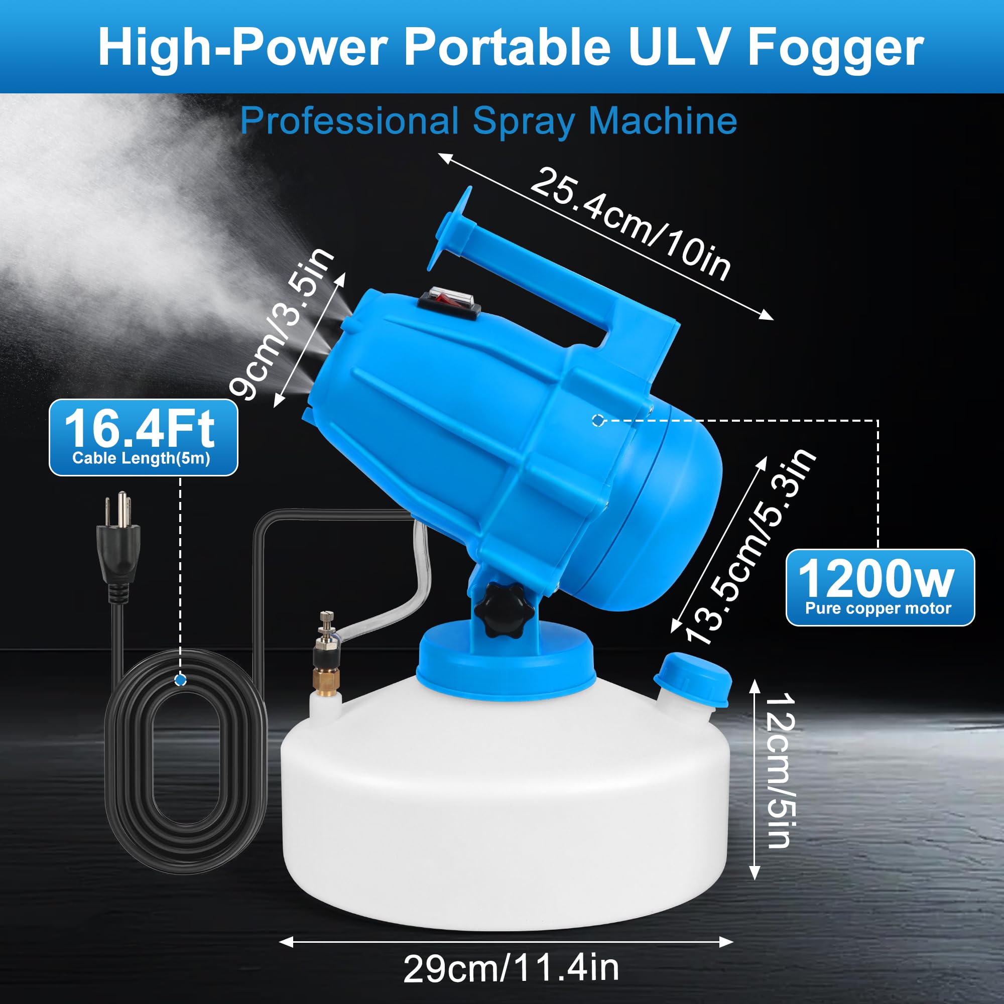 WOEden ULV fogger with 3 nozzles delivers ultra-fine mist for efficient wide-area coverage.