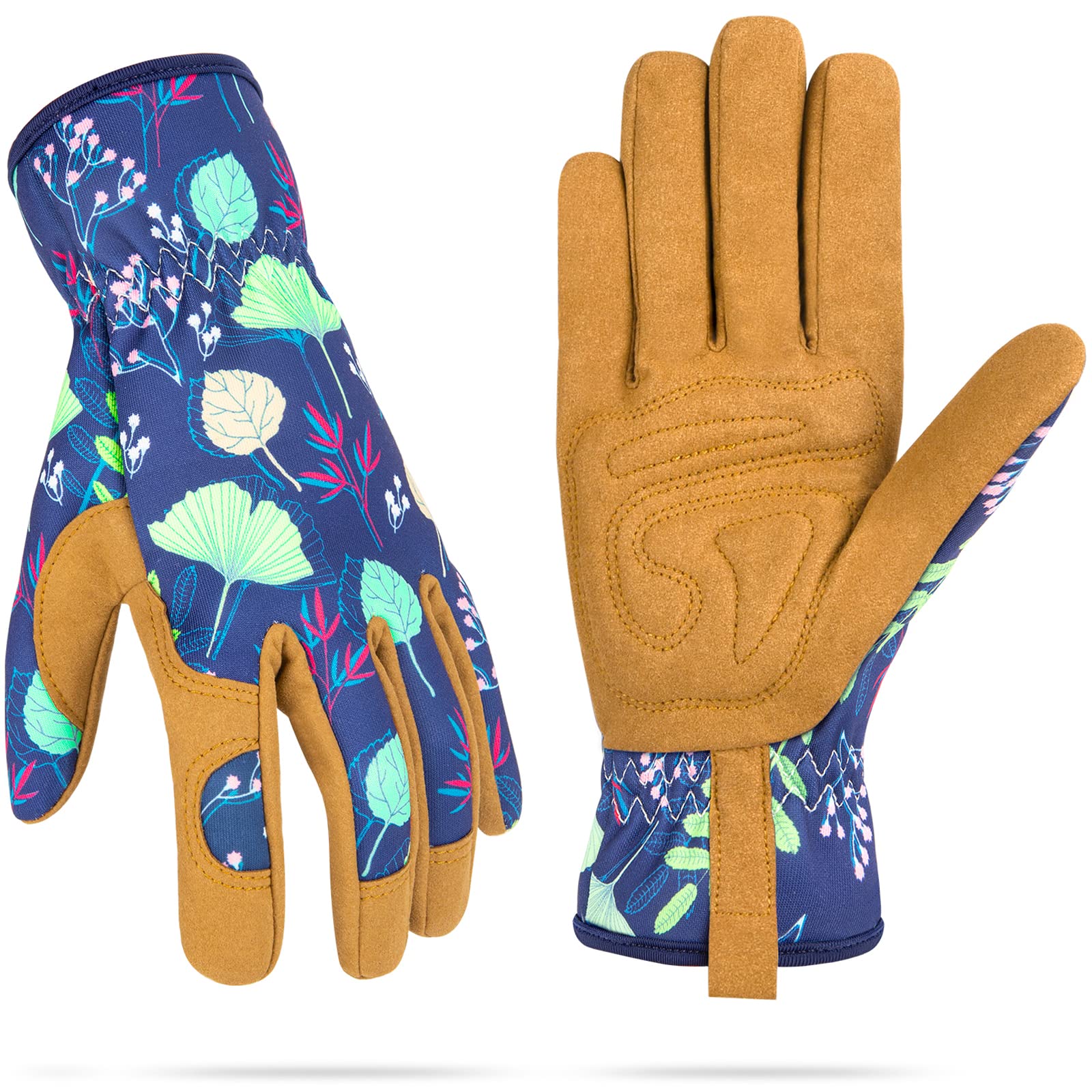 WOHEER leather gardening gloves for women with abrasion resistance for tough tasks