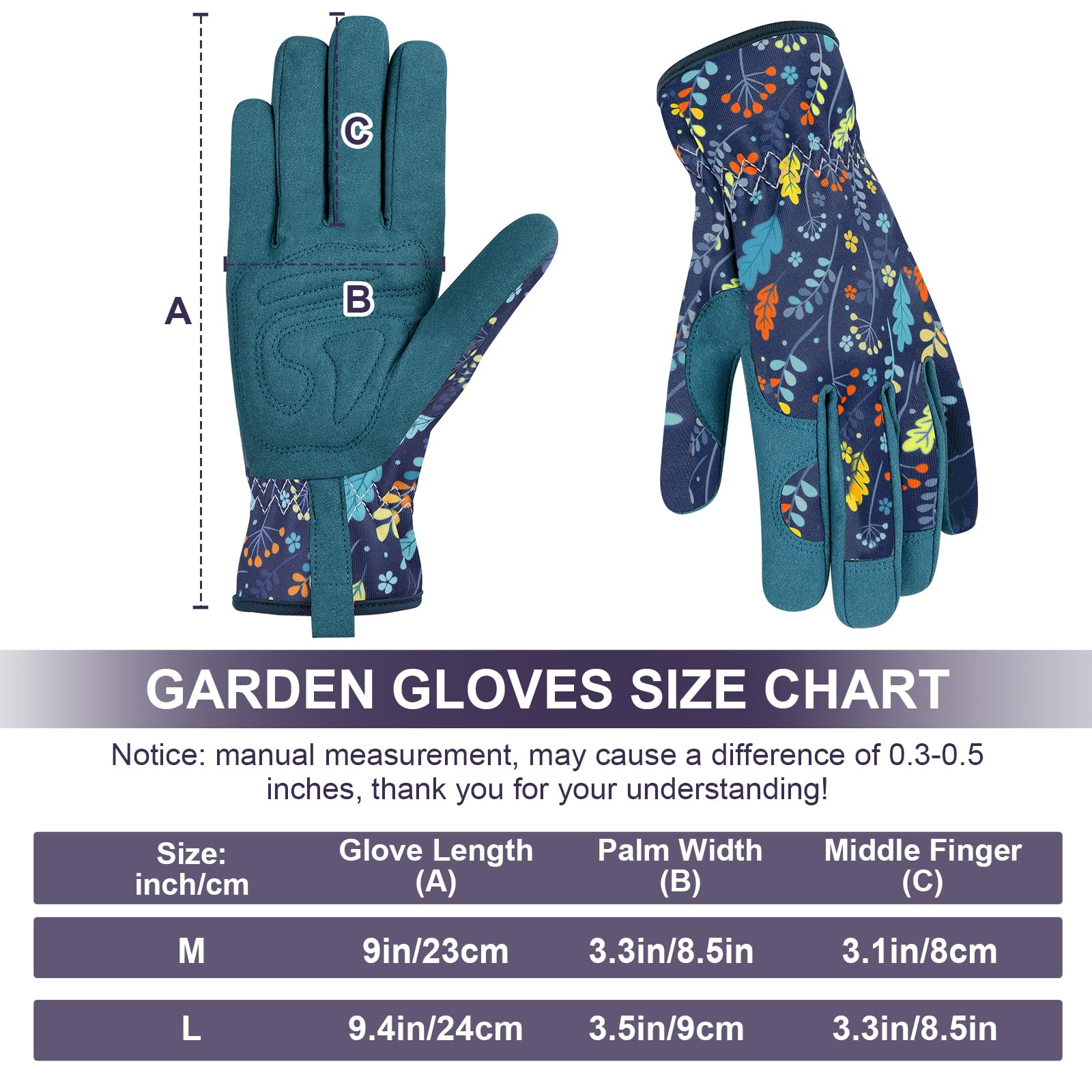 Close-up of WOHEER gloves for digging and weed removal.