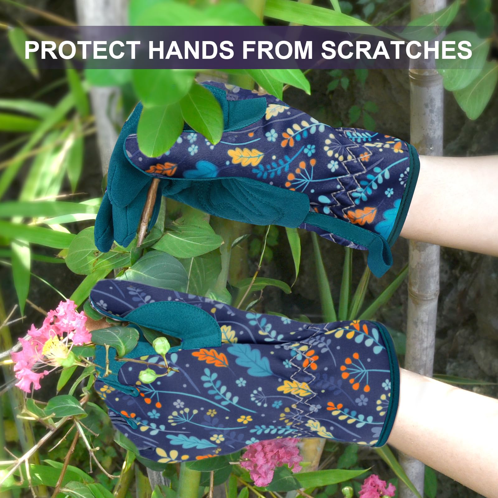 WOHEER gloves show ergonomic grip for easy handling of hoes and trowels.