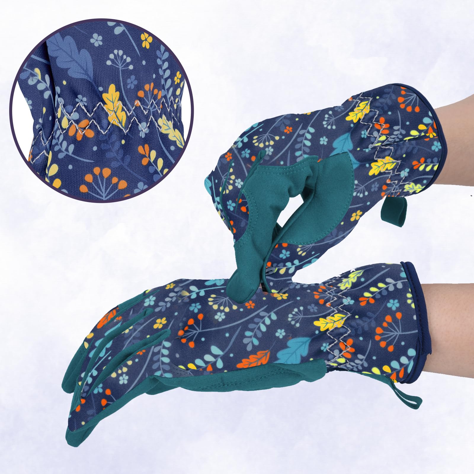 WOHEER gloves illustrate scratch protection while pruning and picking fruit.