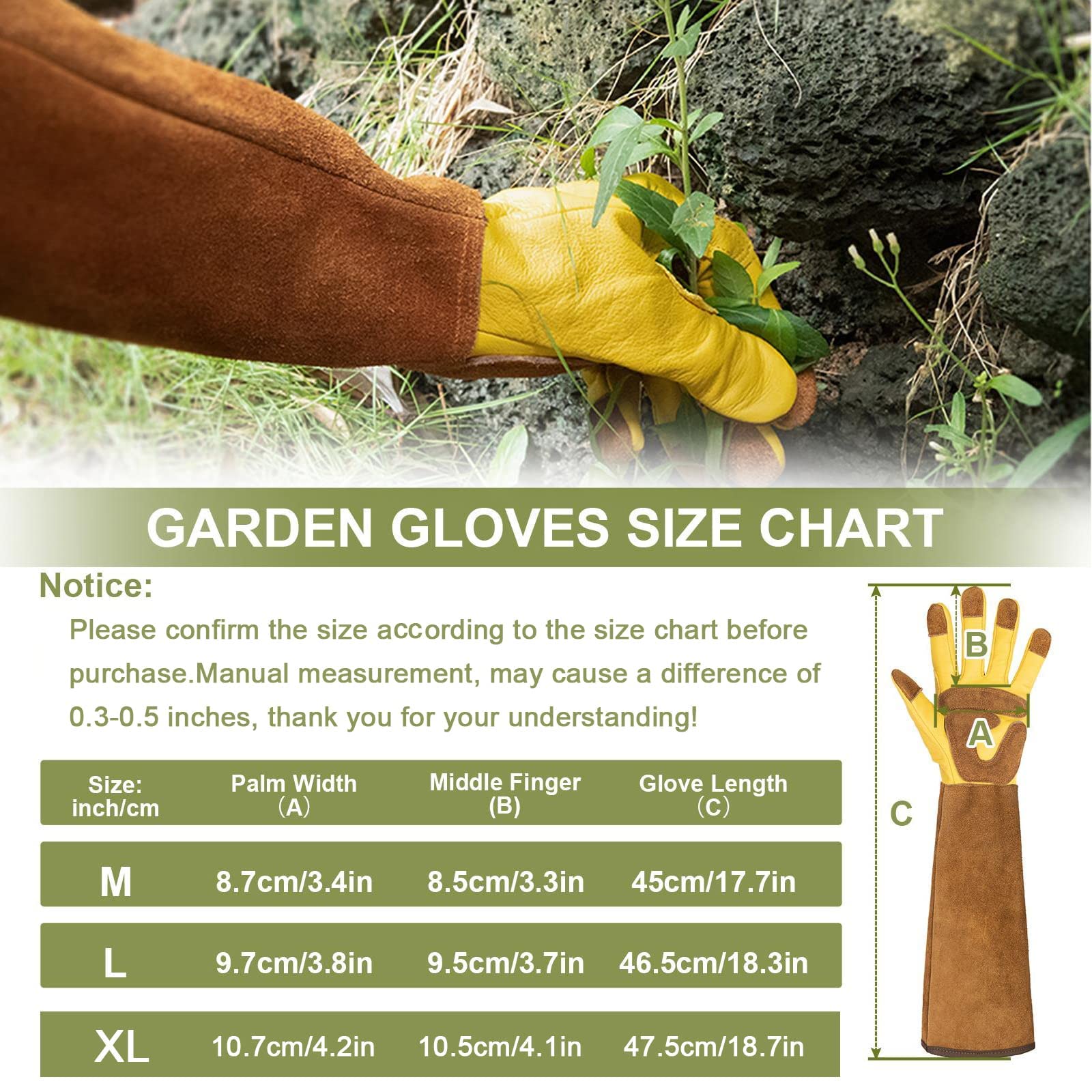 WOHEER rose pruning leather gloves protect hands during precise pruning tasks