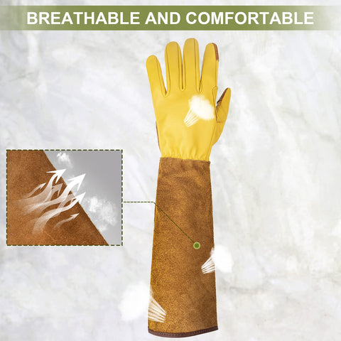 WOHEER flexible, breathable leather gloves support fine motor tasks in the garden.