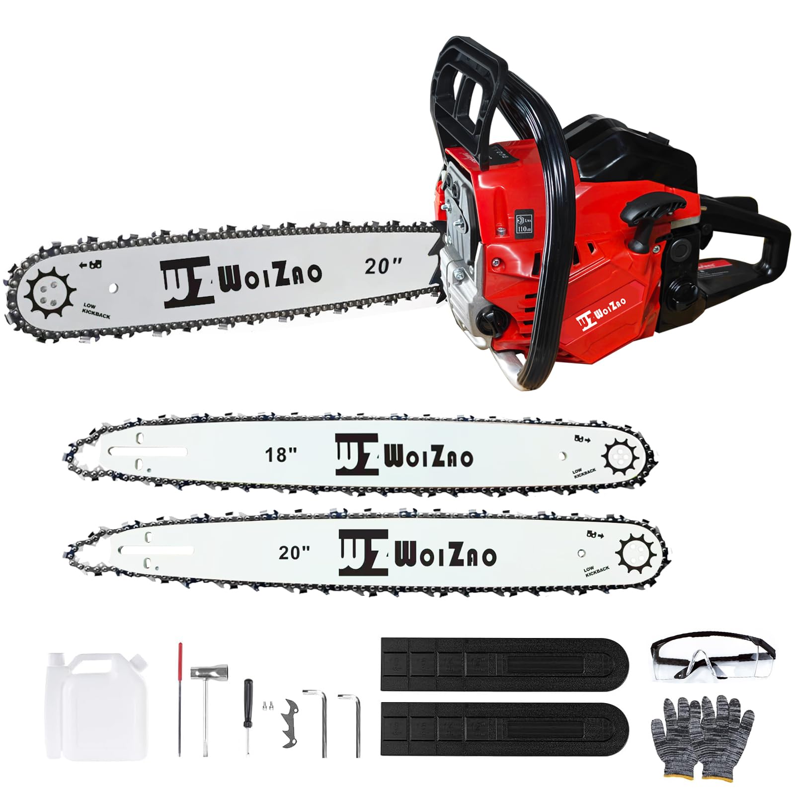 WOIZAO gas chainsaw 58cc with quick-switch 18in detail for precise trimming