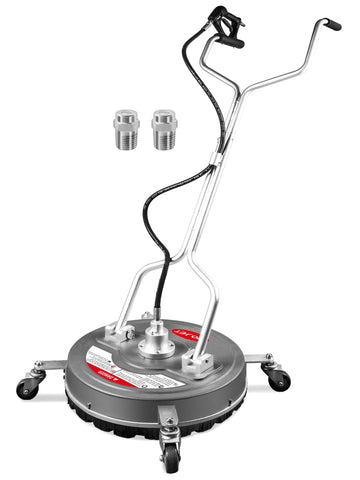 WOJET 18-inch surface cleaner with four wheels glides smoothly on concrete for efficient large-area cleaning