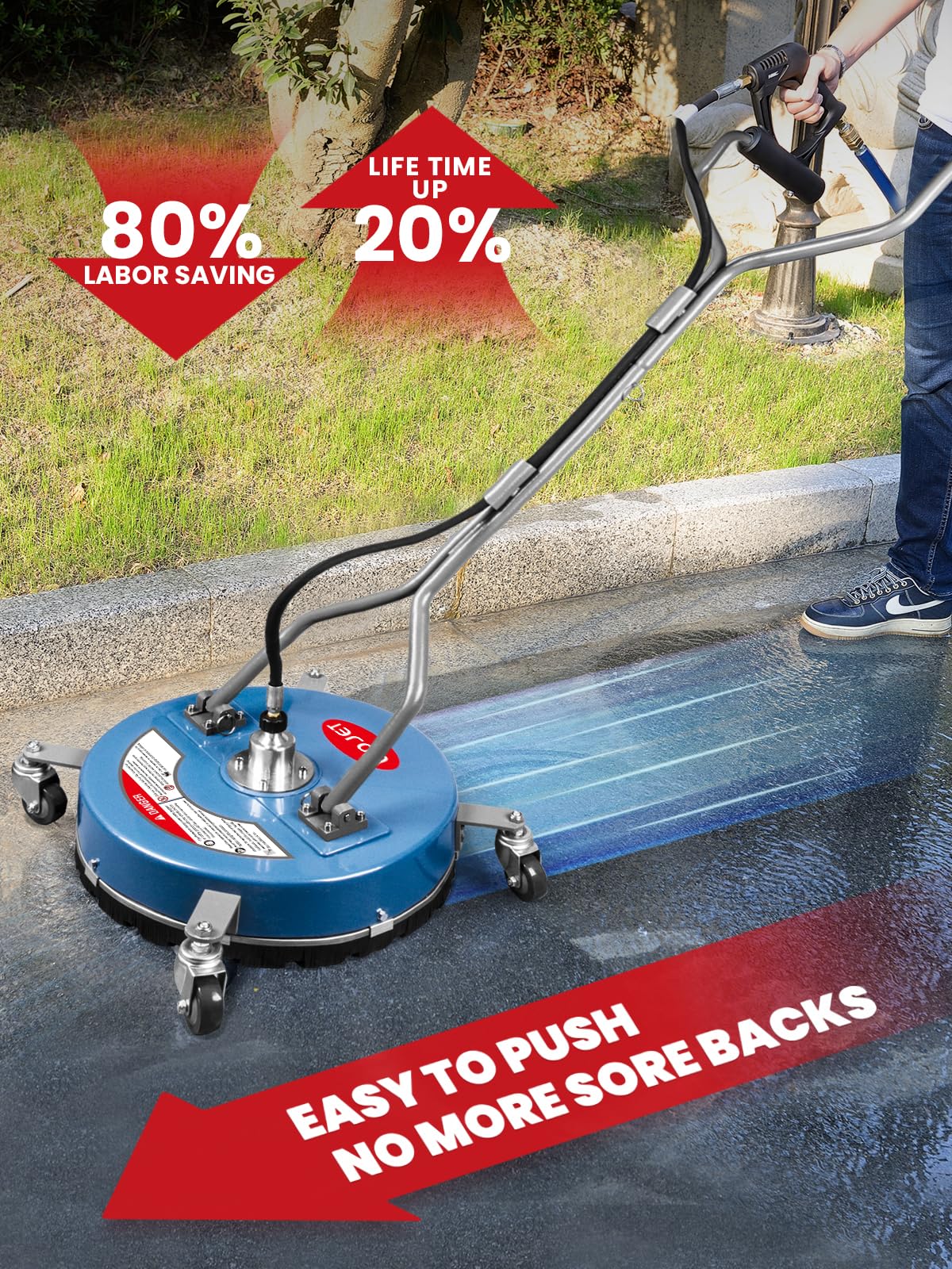 WOJET dual handles reduce fatigue while guiding the attachment across large surfaces