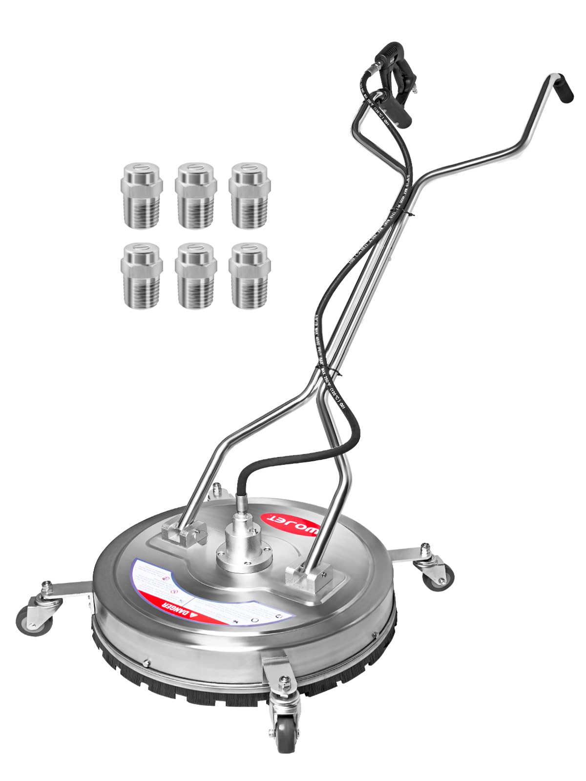 WOJET 22-inch surface cleaner on driveway for stripe-free cleaning.