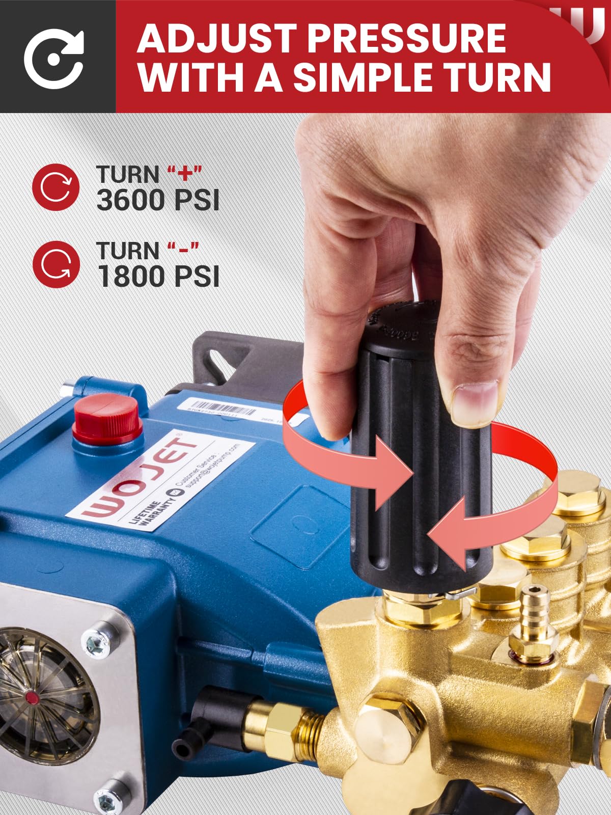 WOJET Triplex brass-head closeup emphasizing corrosion resistance
