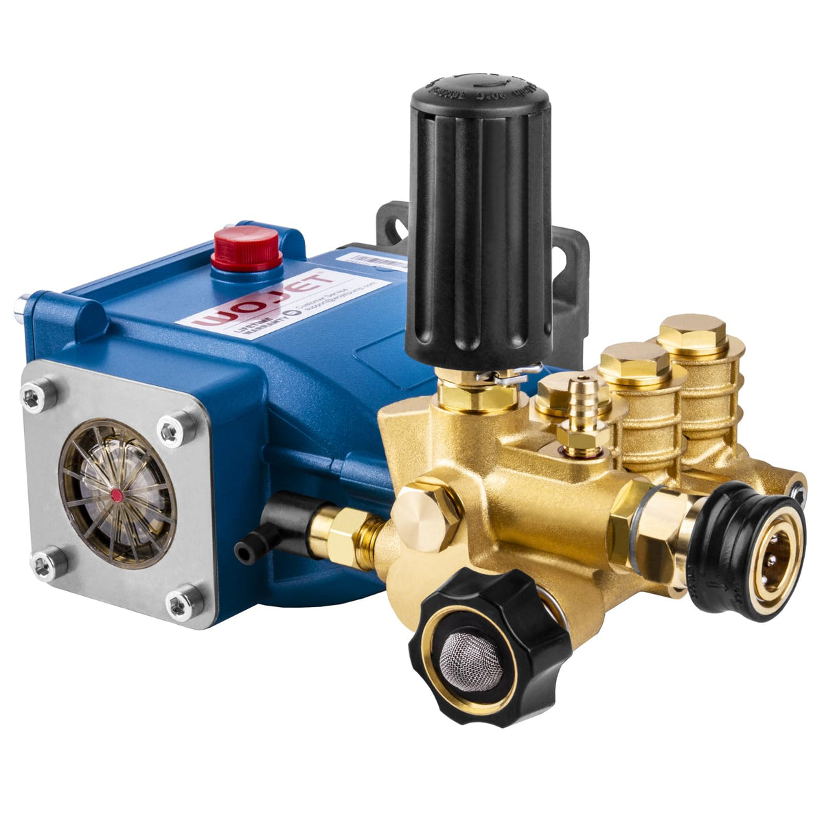 WOJET Triplex pump front view showing rugged build for heavy chores