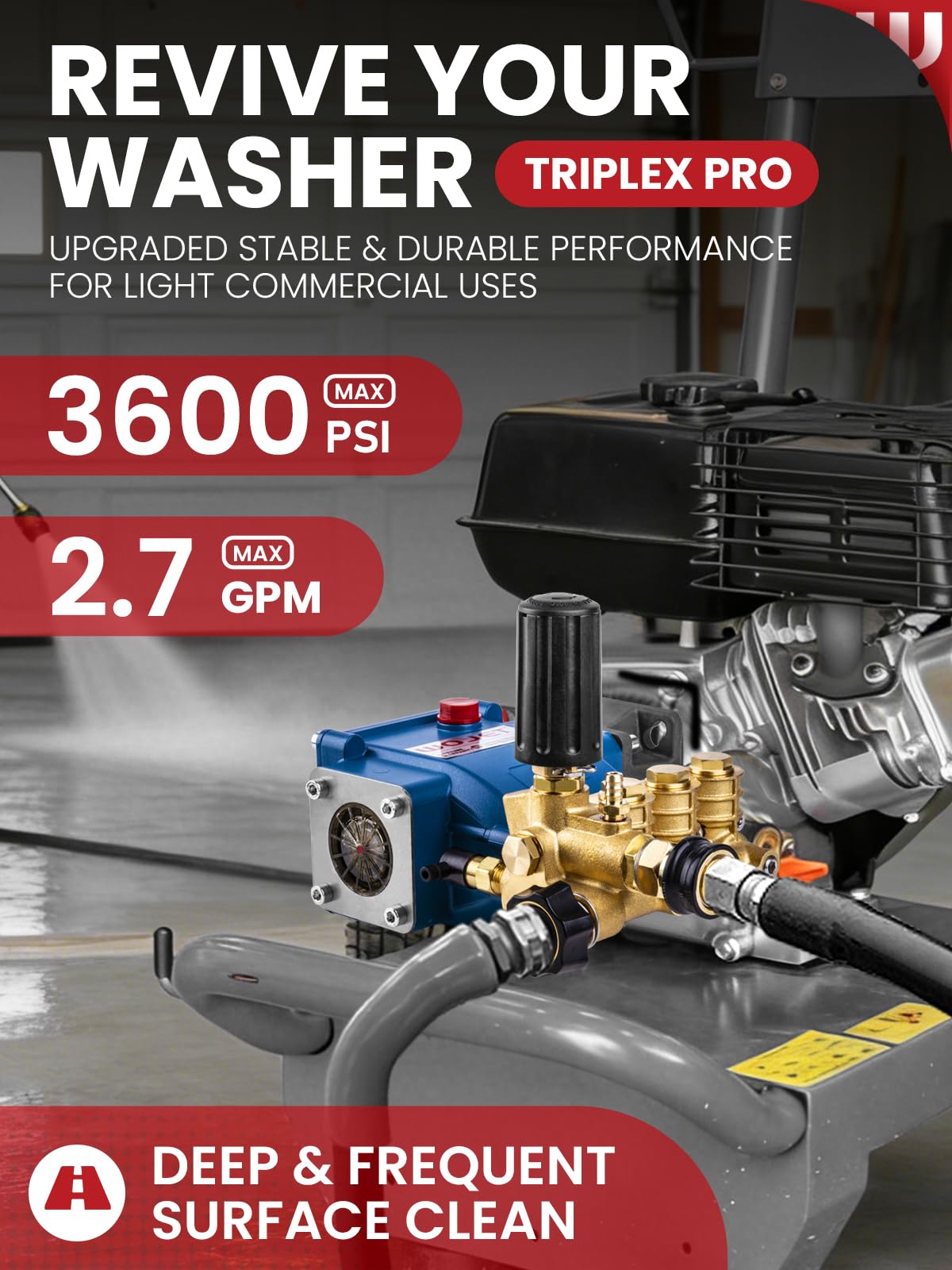 WOJET Triplex pump side profile illustrating compact, durable design
