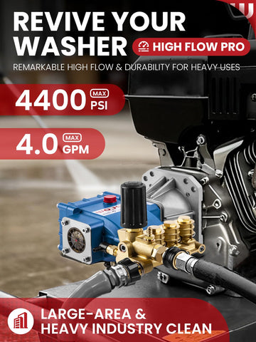 WOJET Triplex pump side view highlighting durable components for long-lasting use