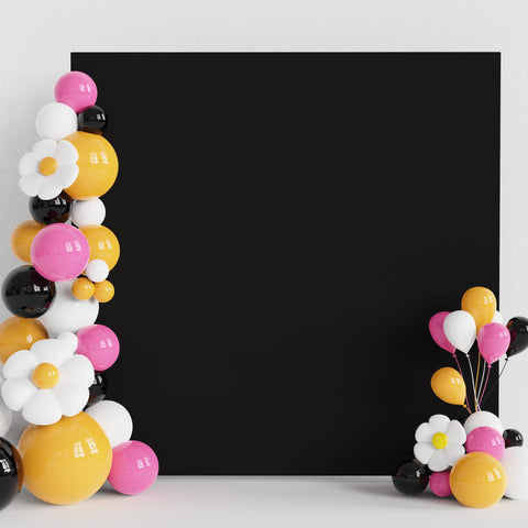 Wokceer black wedding arch cover on square backdrop for a clean photo look