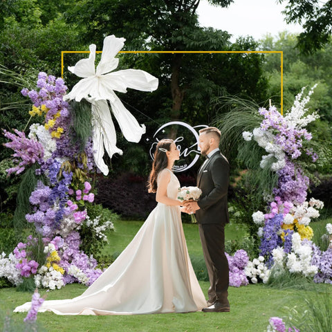Wokceer wedding arch stand in garden setting for celebrations