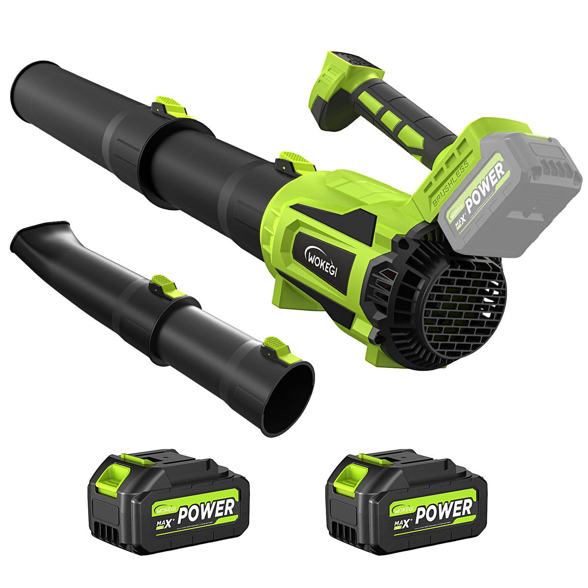 WOKEGI cordless leaf blower with 580 CFM airflow for rapid yard cleanup