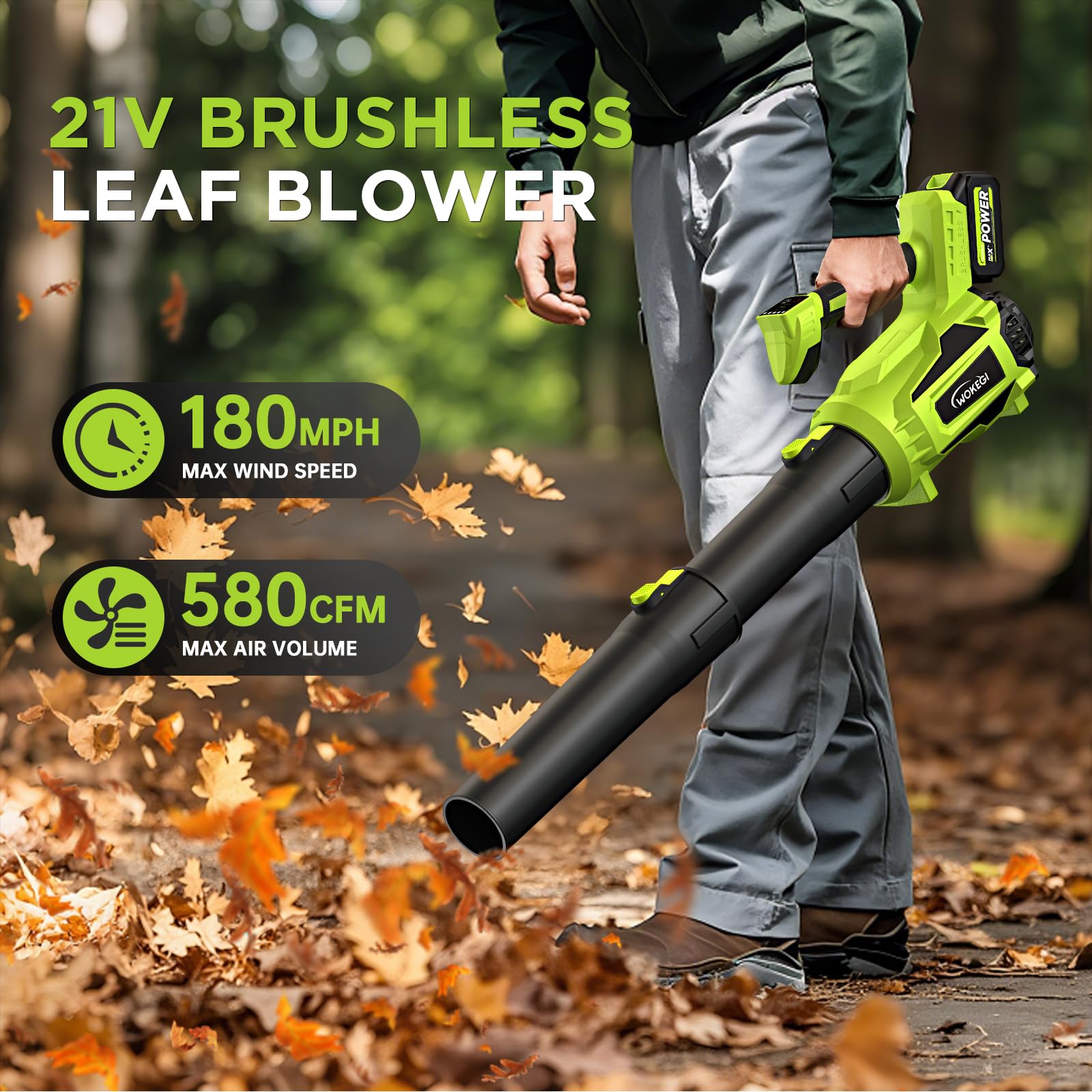 WOKEGI handheld lightweight blower for easy one handed use and reduced fatigue