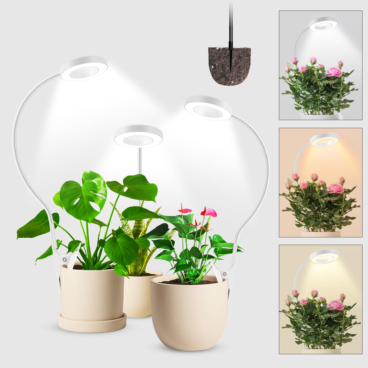 Wolezek 2-in-1 grow light with 360° gooseneck for precise indoor lighting.