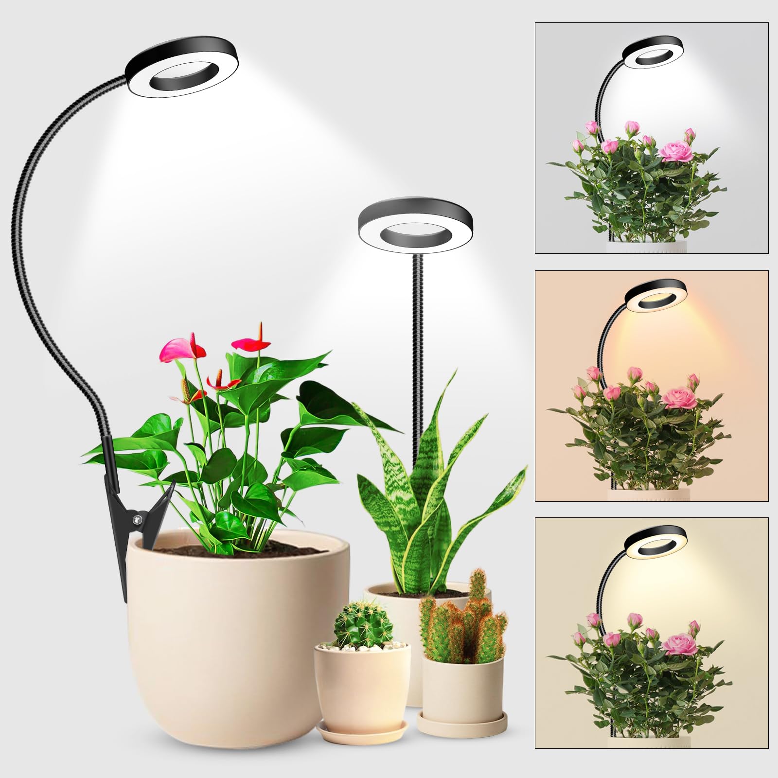 Wolezek 2-in-1 grow light clipped to a pot for flexible placement.