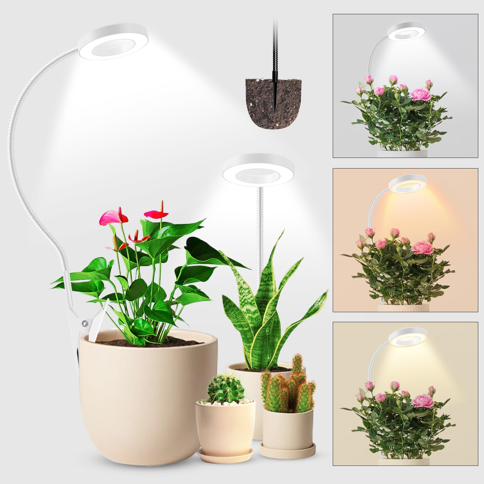 Wolezek 2-in-1 grow light full spectrum illuminates indoor plants