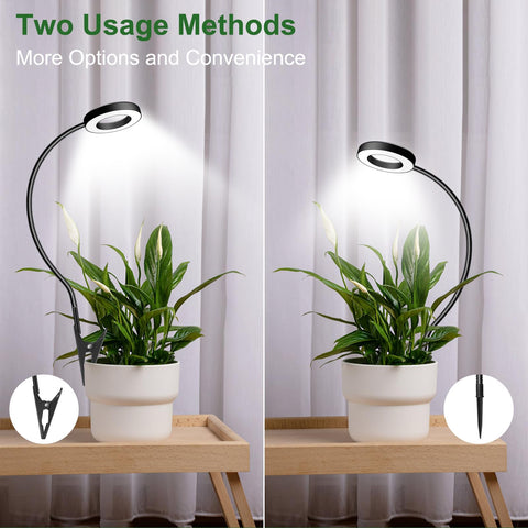 Wolezek 2-in-1 grow light inserted into soil for compact setups.