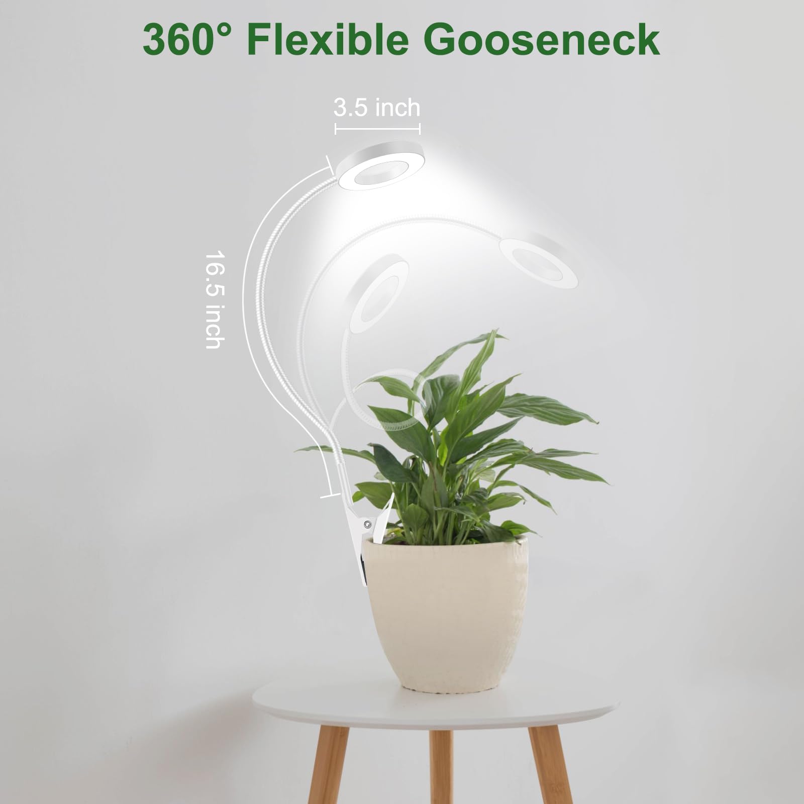 Wolezek 360-degree gooseneck rotates to adjust light angle.