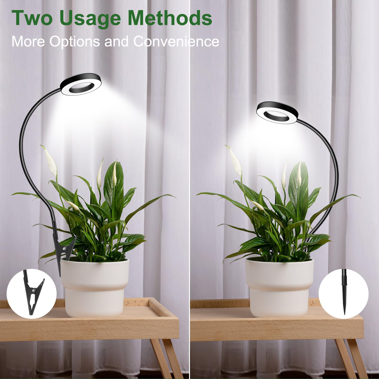 Wolezek 360 gooseneck plant light allows precise angle control.