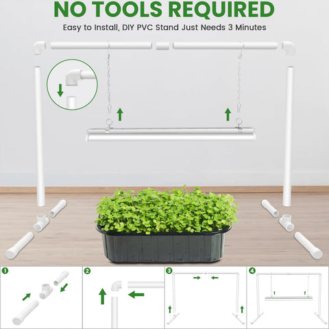 Quick, tool-free setup of the Wolezek Grow Light kit.