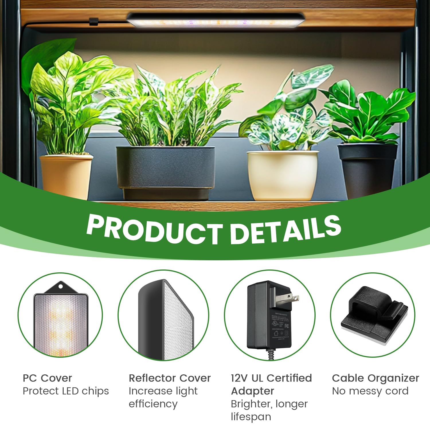 Wolezek Grow Light Strip full spectrum 380-800nm supports plant growth