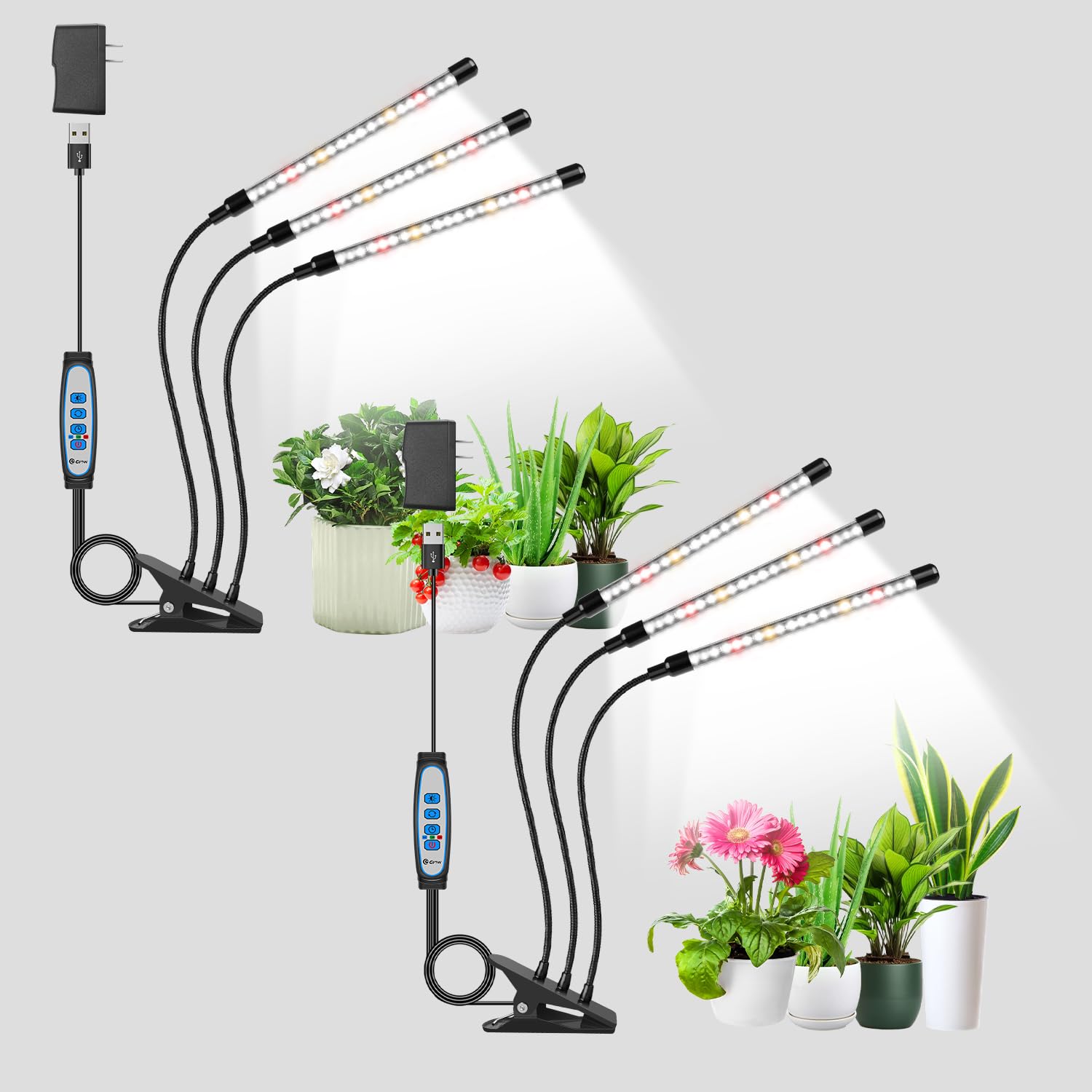Wolezek grow lights 2-pack for indoor plants enabling versatile coverage.