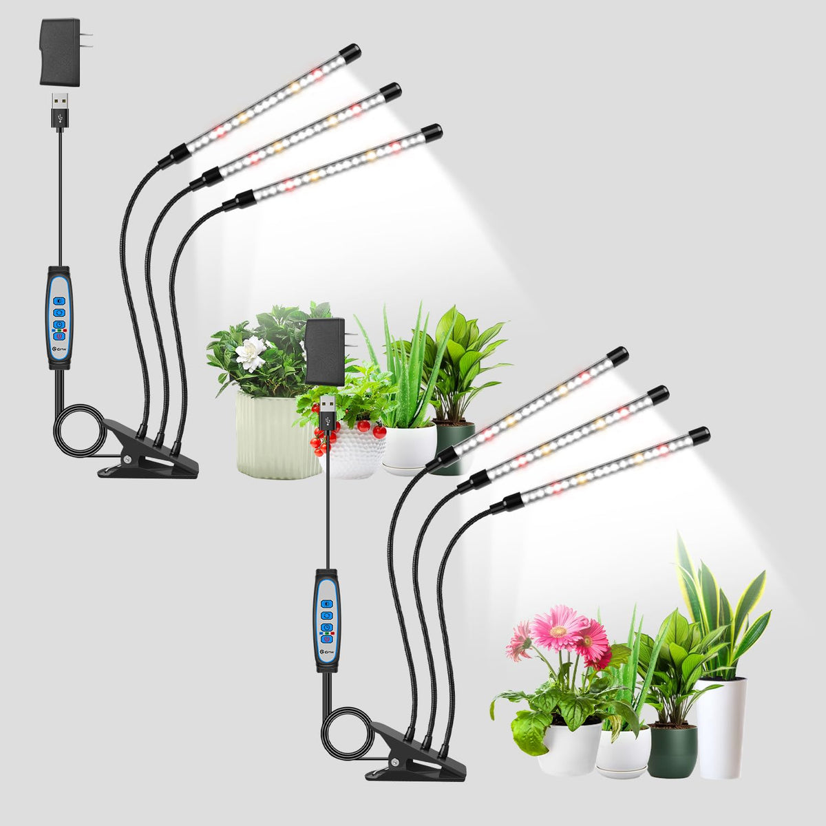 Wolezek grow lights 2-pack for indoor plants enabling versatile coverage.