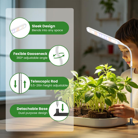 Wolezek grow light offers five brightness levels for flexible care.