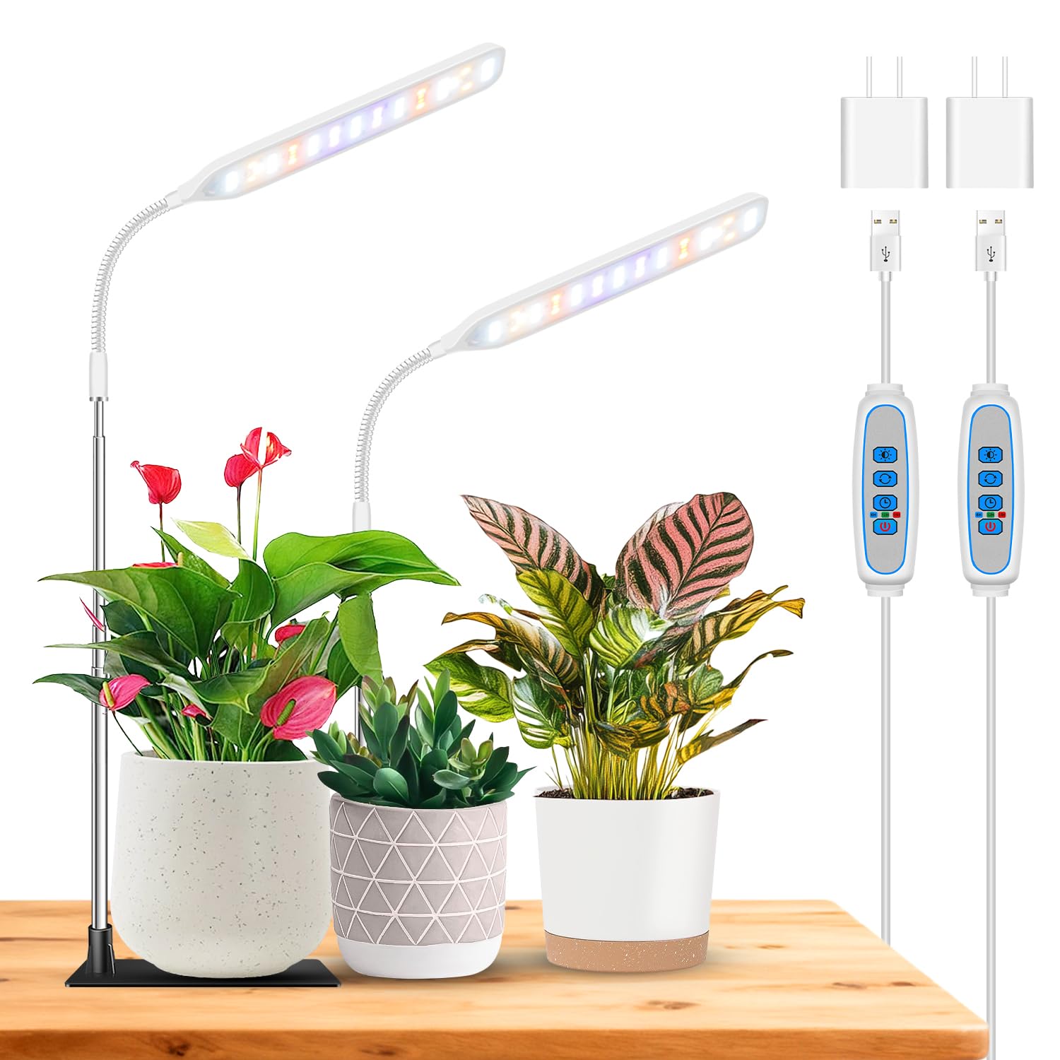 Wolezek grow light with stable base for desk plant lighting.